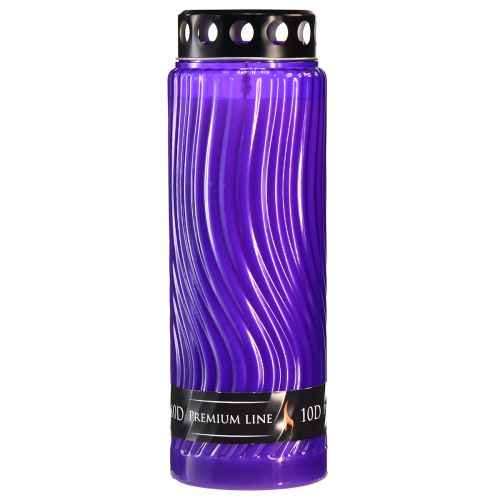 Floristik24 Tapa para vela grave motivo flor negro violeta Ø9cm H27cm