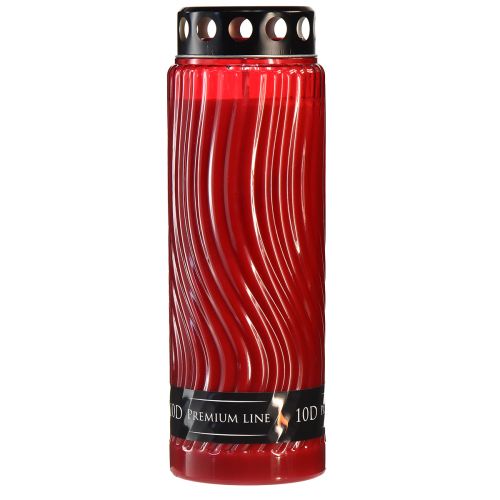 Floristik24 Tapa para vela grave motivo flor rojo negro 10 días Al.27cm