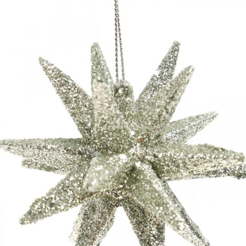 Artículo Estrellas de purpurina para colgar adornos de árbol de Navidad de champán 7,5 cm 8 piezas