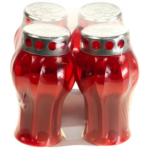 Artículo Velas funerarias luces de luto rojas luces conmemorativas Ø10cm H18cm 4 piezas