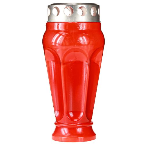 Artículo Velas para tumba rojas, duración de combustión 18 h, Ø9 cm, alto 19 cm, 4 unidades