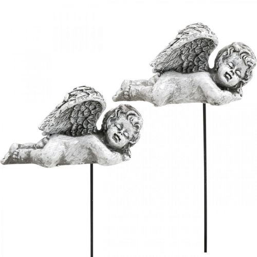 Artículo Decoración de tumba tapón decorativo ángel tumba ángel en palo 6cm 4 piezas