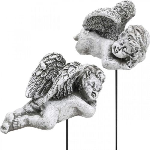 Floristik24 Tumba decoración deco plug ángel tumba ángel en palo 6cm 4pcs