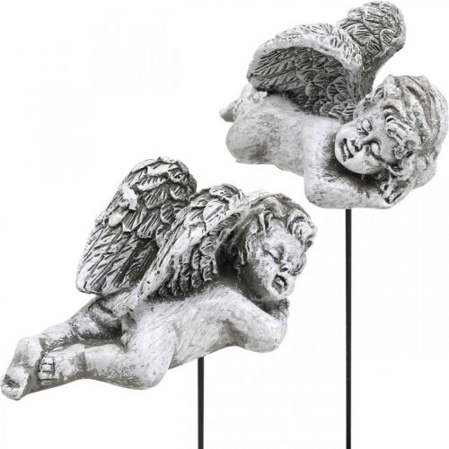 Artículo Decoración de tumba tapón decorativo ángel tumba ángel en palo 6cm 4 piezas