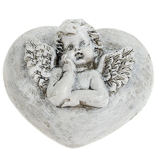 Floristik24 Decoración tumba corazones con ángel 9cm 3 piezas