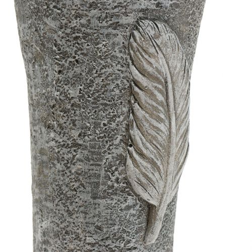 Floristik24 Jarrón sepulcral con pluma gris 25,5cm 2 piezas