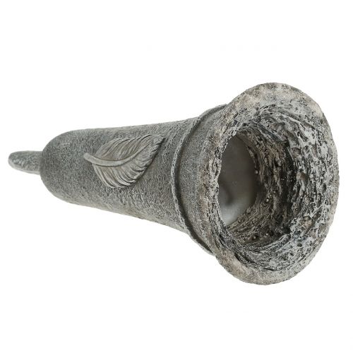 Floristik24 Jarrón sepulcral con pluma gris 25,5cm 2 piezas