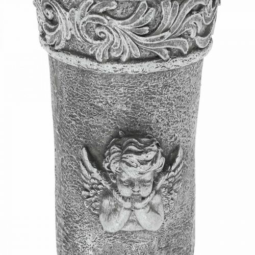 Artículo Adornos para tumbas Flores de luto Jarrón para tumba con ángel L29,5cm