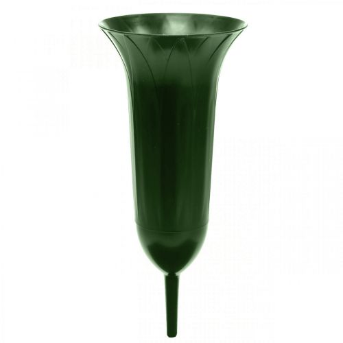 Floristik24 Jarrón para tumba 42 cm, jarrón verde oscuro, decoración para tumba, floristería de luto, 5 piezas