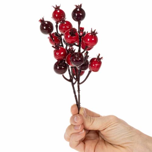 Rama artificial de granada con tallos ramificados para decoración de jarrones, 19 cm, 4 unidades. | Floristik24.es