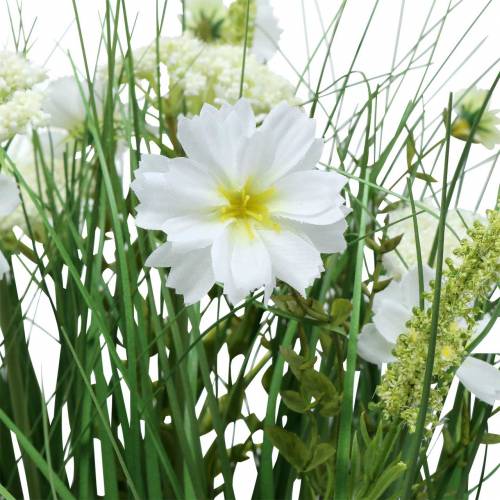 Artículo Hierba decorativa con flores de Cosmea en un cuenco H45cm