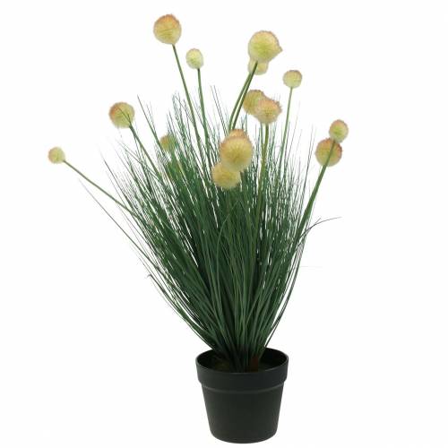 Artículo Césped con flores en maceta amarillo artificial 70cm