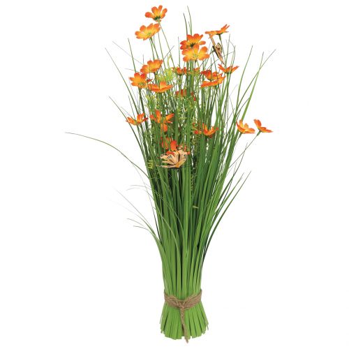 Floristik24 Ramo de hierba con flores y mariposas Naranja 70cm