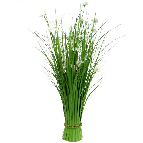 Floristik24 Ramo de hierba con flores blancas 70cm