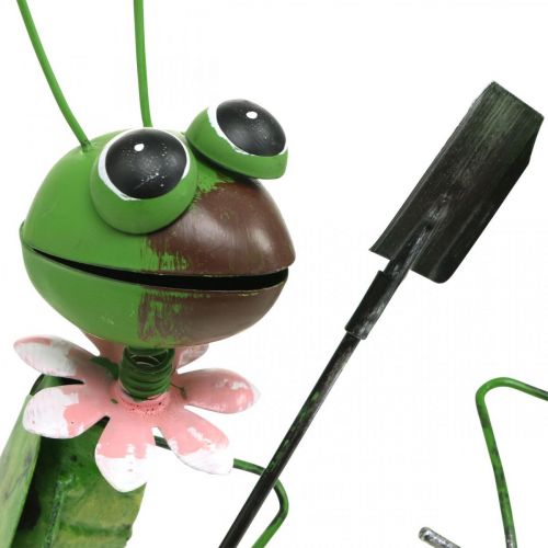 Artículo Saltamontes Figurilla de jardín Decoración de metal Grillo con rastrillo y pala Al. 33 cm Juego de 2