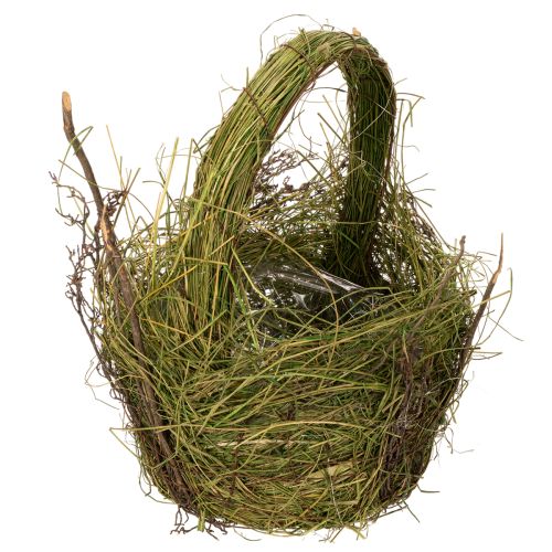 Cesta decorativa, tejido de hierba, cesta de decoración de Pascua natural, cesta de regalo, 29 cm