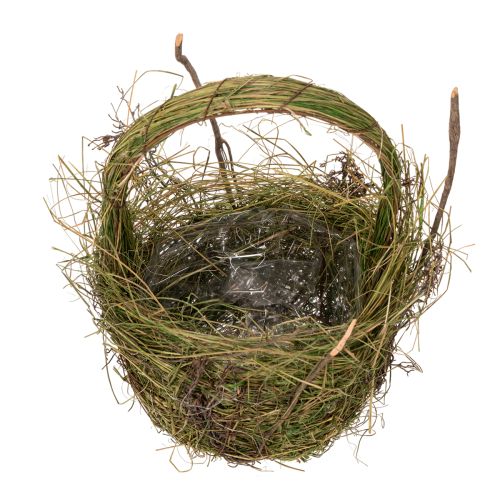 Artículo Cesta decorativa, tejido de hierba, cesta de decoración de Pascua natural, cesta de regalo, 29 cm