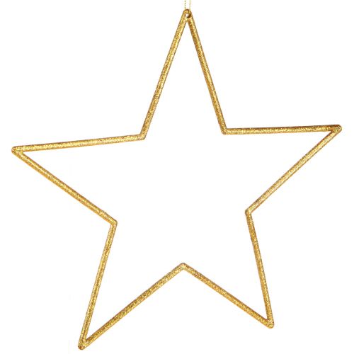 Estrellas decorativas grandes decoración dorada con purpurina para colgar 24cm 6 uds.