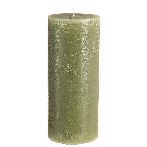 Artículo Velas grandes velas de pilar verde oliva 85x200mm 2 piezas