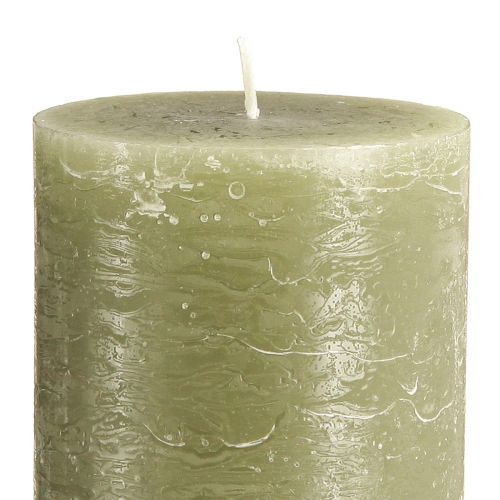 Artículo Velas grandes velas de pilar verde oliva 85x200mm 2 piezas