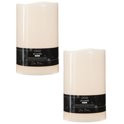 Artículo Vela LED grande con temporizador Para exterior blanco cálido Ø12,5cm H20cm 2uds