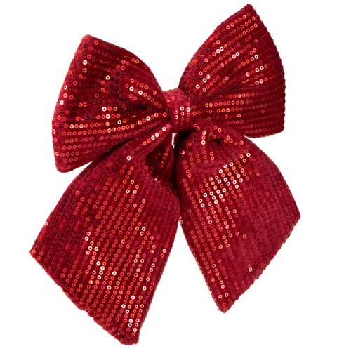 Lazo grande de terciopelo con lentejuelas rojo oscuro 20×22cm 2uds