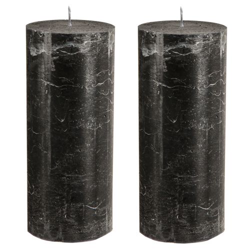 Artículo Velas grandes aspecto mármol negro 85x200mm 2 piezas
