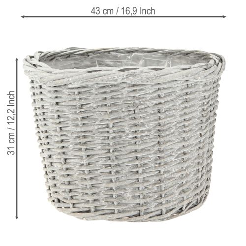 Artículo Cesta grande para plantas Blanco gris Ø43/34/28cm Juego de 3