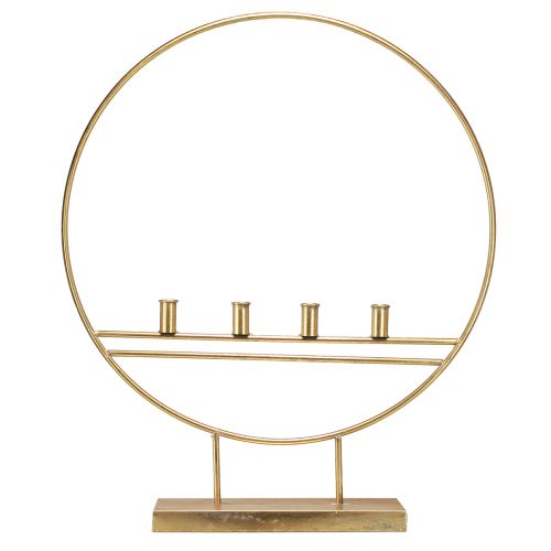 Artículo Portavelas grande con aro de metal dorado antiguo Al. 77 cm Para 4 velas