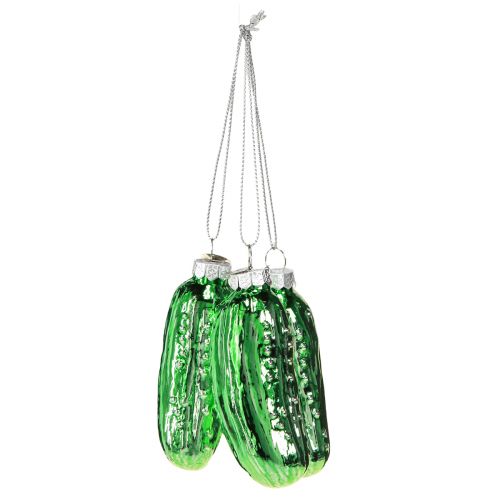 Artículo Pepino como decoración del árbol de Navidad Pepino navideño de cristal 8cm 3ud