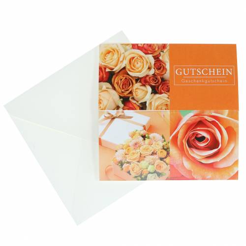 Floristik24 Vale tarjeta Rosa Naranja + sobre 1ud
