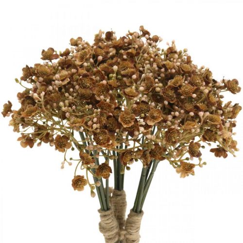 Floristik24 Gypsophila marrón artificial para ramo de otoño 29,5cm 18p