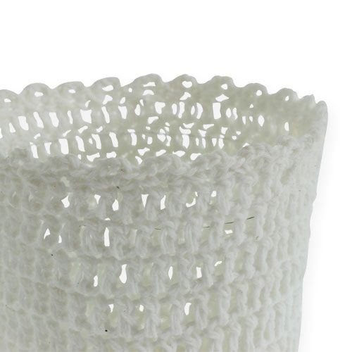 Floristik24 Maceta de ganchillo con inserto blanco Ø11cm H9cm