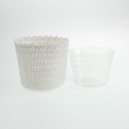 Floristik24 Maceta de ganchillo con inserto blanco Ø11cm H9cm
