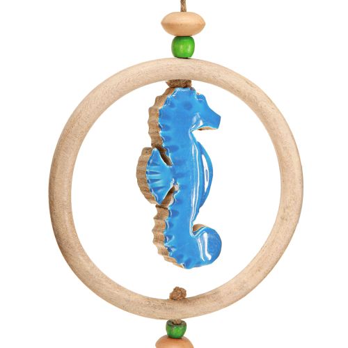 Artículo Carillón de viento marítimo Madera Azul Natural 35cm 3pzs