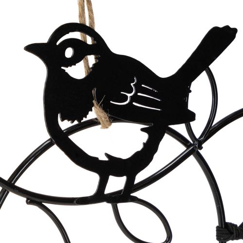 Artículo Decoración colgante de metal para pájaros, comedero negro, 18 x 22,5 cm, 3 piezas