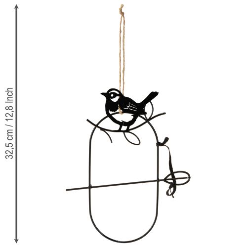 Artículo Decoración colgante de metal para pájaros, comedero negro, 18 x 22,5 cm, 3 piezas