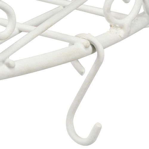 Artículo Bandeja metálica decorativa colgante con ganchos en blanco Ø29,5cm H55cm