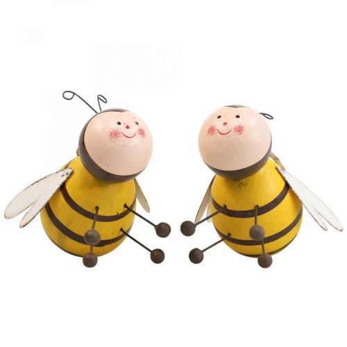 Floristik24 Adorno colgante decoración abejas deco colgador madera metal 9.5cm 2pcs