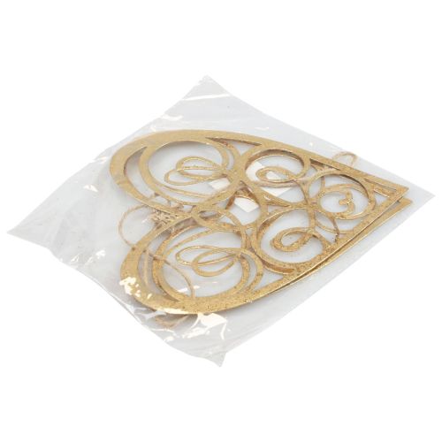 Floristik24 Decoración colgante ventana corazones de metal decoración corazones dorado 17cm 2ud
