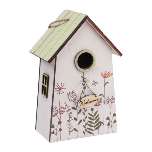 Artículo Decoración colgante decoración de primavera decoración de pajarera caja nido verde blanco 19cm