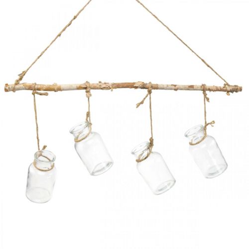 Artículo Decoración colgante para ventana de madera, jarrones colgantes de cristal L48cm H53cm