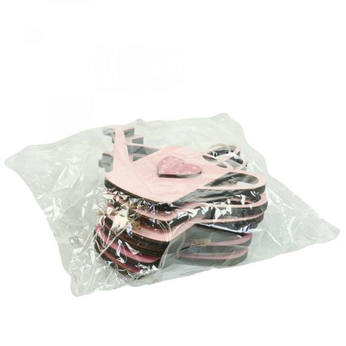 Artículo Decoración colgante regadera de madera deco percha deco rosa 14x12cm 6pcs