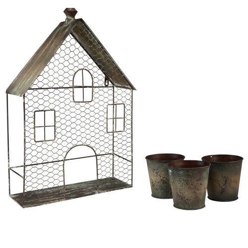 Floristik24 Decoración colgante decoración de metal decoración de la pared de la casa óxido 3 macetas 60cm