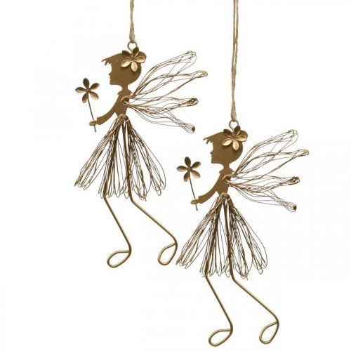 Decoración colgante hada duende de metal decoración de primavera 17,5×2×12,5cm 4pcs