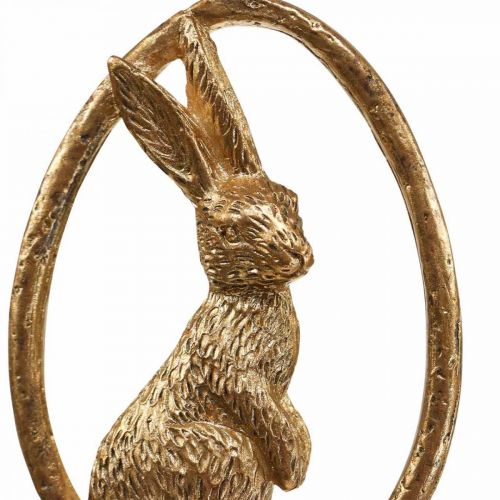 Artículo Decoración colgante de Pascua Decoración de conejito de Pascua huevo dorado 9cm 6pcs