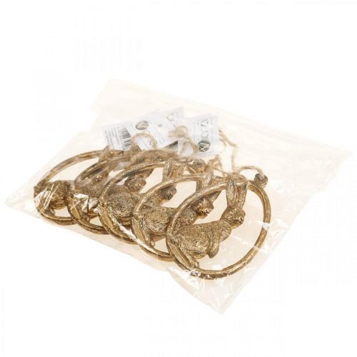 Floristik24 Decoración colgante de Pascua Decoración de conejito de Pascua huevo dorado 9cm 6pcs