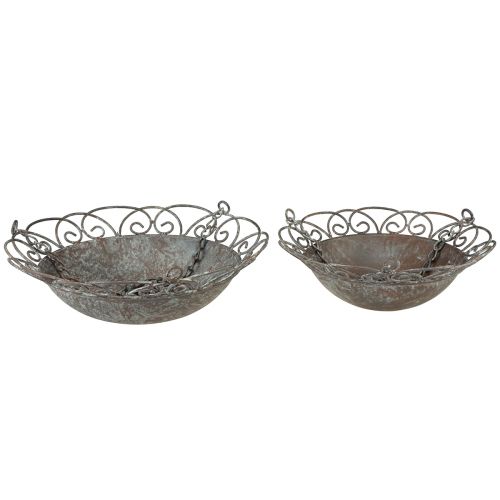 Artículo Cuenco decorativo colgante de metal para colgar marrón blanco Ø24,5/28cm
