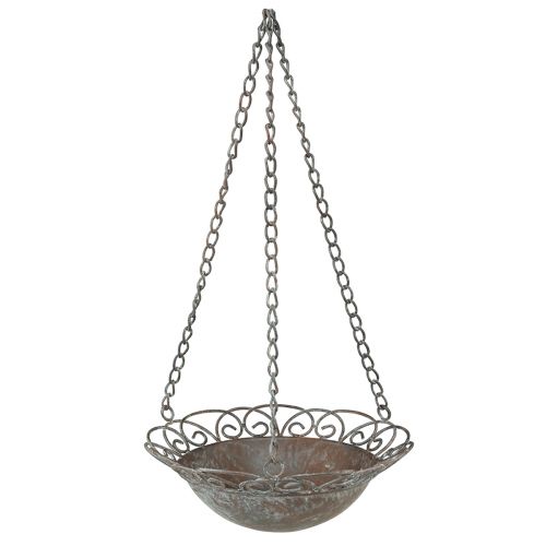 Floristik24 Cuenco decorativo colgante de metal para colgar marrón blanco Ø24,5/28cm