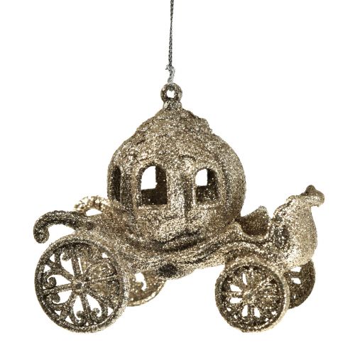 Floristik24 Decoración colgante carruaje navideño con purpurina 11x5x8,5cm